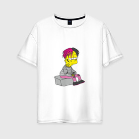 Женская футболка хлопок Oversize с принтом Bart Lili Peep в Новосибирске, 100% хлопок | свободный крой, круглый ворот, спущенный рукав, длина до линии бедер
 | bart simpson | lil peep | барт симпсон | лил пип