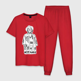 Мужская пижама хлопок с принтом Kizaru в Новосибирске, 100% хлопок | брюки и футболка прямого кроя, без карманов, на брюках мягкая резинка на поясе и по низу штанин
 | 