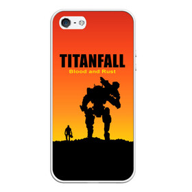 Чехол для iPhone 5/5S матовый с принтом Titanfall 2 в Новосибирске, Силикон | Область печати: задняя сторона чехла, без боковых панелей | blood and rust | game | воин | закат | игра | кровь и ржавчина | робот