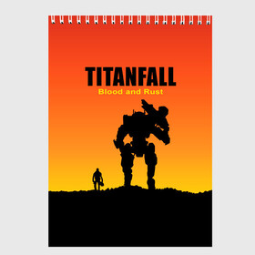 Скетчбук с принтом Titanfall 2 в Новосибирске, 100% бумага
 | 48 листов, плотность листов — 100 г/м2, плотность картонной обложки — 250 г/м2. Листы скреплены сверху удобной пружинной спиралью | Тематика изображения на принте: blood and rust | game | воин | закат | игра | кровь и ржавчина | робот