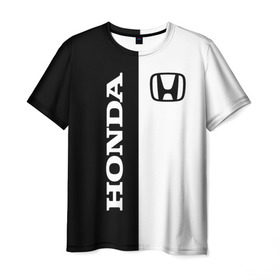 Мужская футболка 3D с принтом Honda в Новосибирске, 100% полиэфир | прямой крой, круглый вырез горловины, длина до линии бедер | accord | acty | amaze | avancier | br v | brio | city | civic | cr | crider | crosstour | honda | hybrid | motor co | авто | автомобиль | знак | лого | машина | мотор | символ | тачка | хонда | эмблема
