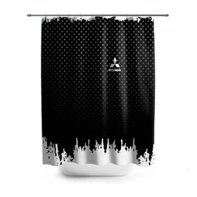 Штора 3D для ванной с принтом Mitsubishi abstract black 2018 в Новосибирске, 100% полиэстер | плотность материала — 100 г/м2. Стандартный размер — 146 см х 180 см. По верхнему краю — пластиковые люверсы для креплений. В комплекте 10 пластиковых колец | Тематика изображения на принте:  машина | марка | митсубиси