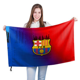 Флаг 3D с принтом FC Barcelona color sport в Новосибирске, 100% полиэстер | плотность ткани — 95 г/м2, размер — 67 х 109 см. Принт наносится с одной стороны | football | soccer | барселона