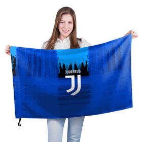 Флаг 3D с принтом FC Juventus color abstract в Новосибирске, 100% полиэстер | плотность ткани — 95 г/м2, размер — 67 х 109 см. Принт наносится с одной стороны | 