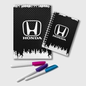 Блокнот с принтом Honda в Новосибирске, 100% бумага | 48 листов, плотность листов — 60 г/м2, плотность картонной обложки — 250 г/м2. Листы скреплены удобной пружинной спиралью. Цвет линий — светло-серый
 | Тематика изображения на принте: auto | automobile | car | honda | machine | motor | motor car | sport car | автомашина | бренд | легковой автомобиль | марка | спортивный автомобиль | тачка