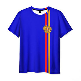 Мужская футболка 3D с принтом Армения, лента с гербом в Новосибирске, 100% полиэфир | прямой крой, круглый вырез горловины, длина до линии бедер | armenia | арменин | армения | армяне | армянин | армянка | армянский | ереван | кавказ | кавказец | республика | северный