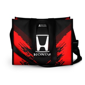 Сумка-шоппер 3D с принтом HONDA SPORT COLLECTION в Новосибирске, 100% полиэстер | застегивается на металлическую кнопку; внутренний карман застегивается на молнию. Стенки укреплены специальным мягким материалом, чтобы защитить содержимое от несильных ударов
 | auto | automobile | car | honda | machine | motor | motor car | sport car | автомашина | бренд | легковой автомобиль | марка | спортивный автомобиль | тачка | хонда