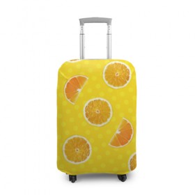 Чехол для чемодана 3D с принтом Апельсиновое настроение в Новосибирске, 86% полиэфир, 14% спандекс | двустороннее нанесение принта, прорези для ручек и колес | Тематика изображения на принте: апельсин