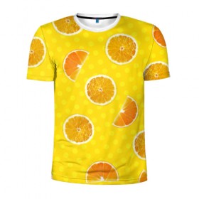 Мужская футболка 3D спортивная с принтом Апельсиновое настроение в Новосибирске, 100% полиэстер с улучшенными характеристиками | приталенный силуэт, круглая горловина, широкие плечи, сужается к линии бедра | апельсин