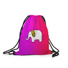 Рюкзак-мешок 3D с принтом Радужный слоник в Новосибирске, 100% полиэстер | плотность ткани — 200 г/м2, размер — 35 х 45 см; лямки — толстые шнурки, застежка на шнуровке, без карманов и подкладки | детские | животные | слон | слоник | слоны