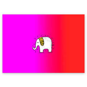 Поздравительная открытка с принтом Радужный слоник в Новосибирске, 100% бумага | плотность бумаги 280 г/м2, матовая, на обратной стороне линовка и место для марки
 | детские | животные | слон | слоник | слоны