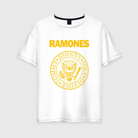 Женская футболка хлопок Oversize с принтом Ramones в Новосибирске, 100% хлопок | свободный крой, круглый ворот, спущенный рукав, длина до линии бедер
 | punk | punkrock | панк