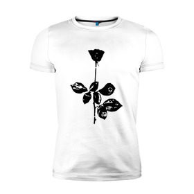 Мужская футболка премиум с принтом Depeche Mode черная роза в Новосибирске, 92% хлопок, 8% лайкра | приталенный силуэт, круглый вырез ворота, длина до линии бедра, короткий рукав | depeche mode | вестник моды | депеш мод | депешмод | дэйв гаан | мартин гор | роза | энди флетчер