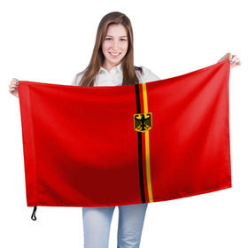 Флаг 3D с принтом Германия, лента с гербом в Новосибирске, 100% полиэстер | плотность ткани — 95 г/м2, размер — 67 х 109 см. Принт наносится с одной стороны | de | deutschland | ger | герб | германия | германский | немецкий | республика | федеративная | фрг