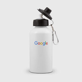Бутылка спортивная с принтом Google в Новосибирске, металл | емкость — 500 мл, в комплекте две пластиковые крышки и карабин для крепления | google