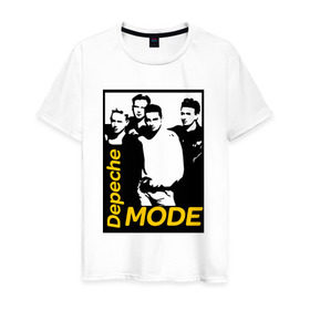 Мужская футболка хлопок с принтом Группа Depeche Mode в Новосибирске, 100% хлопок | прямой крой, круглый вырез горловины, длина до линии бедер, слегка спущенное плечо. | depeche mode | альтернативный | вестник моды | депеш мод | депешмод | дэйв гаан | индастриал | мартин гор | музыка | новая волна | роза | рок | синти поп | электроник | энди флетчер