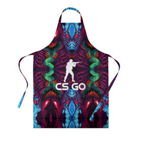 Фартук 3D с принтом CS GO hyper beast collection в Новосибирске, 100% полиэстер | общий размер — 65 х 85 см, ширина нагрудника — 26 см, горловина — 53 см, длина завязок — 54 см, общий обхват в поясе — 173 см. Принт на завязках и на горловине наносится с двух сторон, на основной части фартука — только с внешней стороны | скоростной зверь