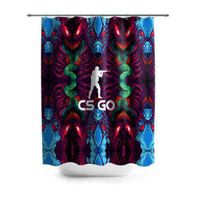 Штора 3D для ванной с принтом CS GO hyper beast collection в Новосибирске, 100% полиэстер | плотность материала — 100 г/м2. Стандартный размер — 146 см х 180 см. По верхнему краю — пластиковые люверсы для креплений. В комплекте 10 пластиковых колец | скоростной зверь