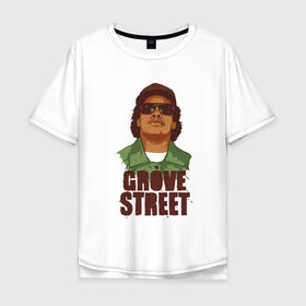 Мужская футболка хлопок Oversize с принтом grove street в Новосибирске, 100% хлопок | свободный крой, круглый ворот, “спинка” длиннее передней части | Тематика изображения на принте: eazy e | gta | raiders | san andreas | райдер