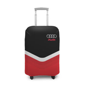 Чехол для чемодана 3D с принтом Audi Black & Red в Новосибирске, 86% полиэфир, 14% спандекс | двустороннее нанесение принта, прорези для ручек и колес | audi | ауди | кольца | красный | машина | черный