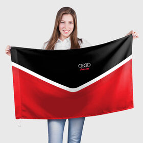 Флаг 3D с принтом Audi Black & Red в Новосибирске, 100% полиэстер | плотность ткани — 95 г/м2, размер — 67 х 109 см. Принт наносится с одной стороны | audi | ауди | кольца | красный | машина | черный