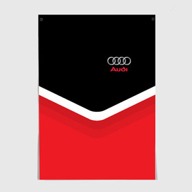 Постер с принтом Audi Black & Red в Новосибирске, 100% бумага
 | бумага, плотность 150 мг. Матовая, но за счет высокого коэффициента гладкости имеет небольшой блеск и дает на свету блики, но в отличии от глянцевой бумаги не покрыта лаком | audi | ауди | кольца | красный | машина | черный