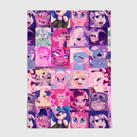 Постер с принтом My Little Pony Ahegao в Новосибирске, 100% бумага
 | бумага, плотность 150 мг. Матовая, но за счет высокого коэффициента гладкости имеет небольшой блеск и дает на свету блики, но в отличии от глянцевой бумаги не покрыта лаком | 