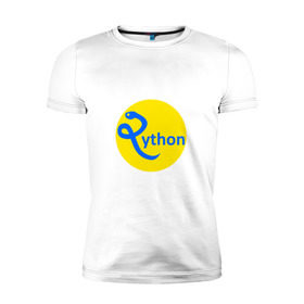 Мужская футболка премиум с принтом Python - язык программирования в Новосибирске, 92% хлопок, 8% лайкра | приталенный силуэт, круглый вырез ворота, длина до линии бедра, короткий рукав | python | змея | питон | программирование | программист | сисадмин | системный администратор | язык