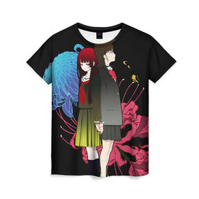 Женская футболка 3D с принтом Адская девочка в Новосибирске, 100% полиэфир ( синтетическое хлопкоподобное полотно) | прямой крой, круглый вырез горловины, длина до линии бедер | ai enma | anime | hell girl | jigoku shoujo | адская девочка | аниме