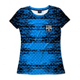 Женская футболка 3D с принтом Barcelona sport uniform в Новосибирске, 100% полиэфир ( синтетическое хлопкоподобное полотно) | прямой крой, круглый вырез горловины, длина до линии бедер | football | soccer | барселона