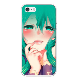 Чехол для iPhone 5/5S матовый с принтом Miku Ahegao в Новосибирске, Силикон | Область печати: задняя сторона чехла, без боковых панелей | Тематика изображения на принте: вокалоид | зеленоволосая девушка | мику ахегао | хатсуне мику