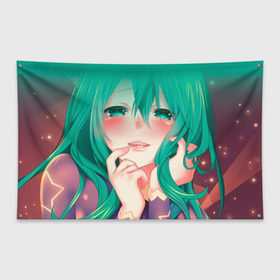 Флаг-баннер с принтом Miku Ahegao в Новосибирске, 100% полиэстер | размер 67 х 109 см, плотность ткани — 95 г/м2; по краям флага есть четыре люверса для крепления | вокалоид | зеленоволосая девушка | мику ахегао | хатсуне мику