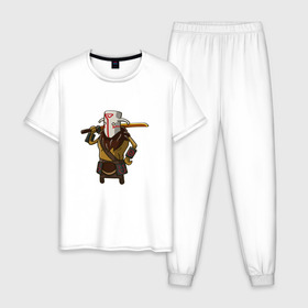 Мужская пижама хлопок с принтом Juggernaut в Новосибирске, 100% хлопок | брюки и футболка прямого кроя, без карманов, на брюках мягкая резинка на поясе и по низу штанин
 | Тематика изображения на принте: dota2 | games | hero | juggernaut