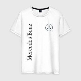 Мужская футболка хлопок с принтом Mercedes-Benz в Новосибирске, 100% хлопок | прямой крой, круглый вырез горловины, длина до линии бедер, слегка спущенное плечо. | benz | mercedes | авто | автомобиль | бенз | мерседес