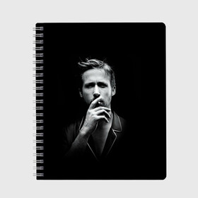 Тетрадь с принтом Ryan Gosling в Новосибирске, 100% бумага | 48 листов, плотность листов — 60 г/м2, плотность картонной обложки — 250 г/м2. Листы скреплены сбоку удобной пружинной спиралью. Уголки страниц и обложки скругленные. Цвет линий — светло-серый
 | ryan gosling | актер | райан гослинг