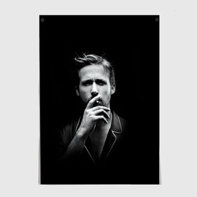 Постер с принтом Ryan Gosling в Новосибирске, 100% бумага
 | бумага, плотность 150 мг. Матовая, но за счет высокого коэффициента гладкости имеет небольшой блеск и дает на свету блики, но в отличии от глянцевой бумаги не покрыта лаком | Тематика изображения на принте: ryan gosling | актер | райан гослинг