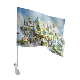 Флаг для автомобиля с принтом Город в небе в Новосибирске, 100% полиэстер | Размер: 30*21 см | heroes of might and magic | герои