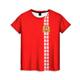 Женская футболка 3D с принтом Грузия, лента с гербом в Новосибирске, 100% полиэфир ( синтетическое хлопкоподобное полотно) | прямой крой, круглый вырез горловины, длина до линии бедер | ge | geo | georgia  | батуми | грузия | картли | кутаиси | сакартвело | тбилиси