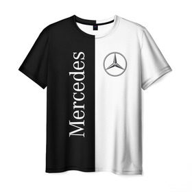 Мужская футболка 3D с принтом Mercedes в Новосибирске, 100% полиэфир | прямой крой, круглый вырез горловины, длина до линии бедер | benz | mercedes | авто | автомобиль | бенз | мерседес