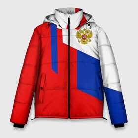 Мужская зимняя куртка 3D с принтом RUSSIA SPORT в Новосибирске, верх — 100% полиэстер; подкладка — 100% полиэстер; утеплитель — 100% полиэстер | длина ниже бедра, свободный силуэт Оверсайз. Есть воротник-стойка, отстегивающийся капюшон и ветрозащитная планка. 

Боковые карманы с листочкой на кнопках и внутренний карман на молнии. | Тематика изображения на принте: fc | football | fotball club | russia | sport | россия | спорт | спортивные | униформа | фирменые цвета | фк | футбол | футбольный клуб