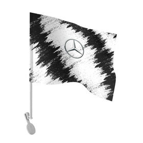 Флаг для автомобиля с принтом Mercedes в Новосибирске, 100% полиэстер | Размер: 30*21 см | mercedes | мерседес