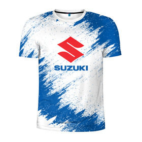 Мужская футболка 3D спортивная с принтом Suzuki в Новосибирске, 100% полиэстер с улучшенными характеристиками | приталенный силуэт, круглая горловина, широкие плечи, сужается к линии бедра | auto | car | race | suzuki | авто | гонки | краска | краски | марка | машина | сузуки