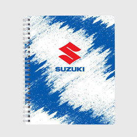 Тетрадь с принтом Suzuki в Новосибирске, 100% бумага | 48 листов, плотность листов — 60 г/м2, плотность картонной обложки — 250 г/м2. Листы скреплены сбоку удобной пружинной спиралью. Уголки страниц и обложки скругленные. Цвет линий — светло-серый
 | Тематика изображения на принте: auto | car | race | suzuki | авто | гонки | краска | краски | марка | машина | сузуки