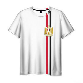 Мужская футболка 3D с принтом Египет, лента с гербом в Новосибирске, 100% полиэфир | прямой крой, круглый вырез горловины, длина до линии бедер | александрия | арабская | герб | гиза | государство | египет | египетский | каир | республика | страна | флаг