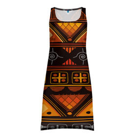 Платье-майка 3D с принтом Aztec ornament в Новосибирске, 100% полиэстер | полуприлегающий силуэт, широкие бретели, круглый вырез горловины, удлиненный подол сзади. | aztec | geometry | pattern | symbol | world | ацтек | геометрия | народный | орнамент | символы | узор | этника | этнический