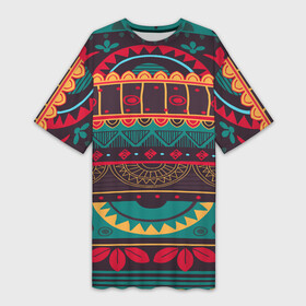 Платье-футболка 3D с принтом Мексиканский орнамент в Новосибирске,  |  | geometry | mexico | pattern | symbol | world | геометрия | мексика | народный | орнамент | символы | узор | этника | этнический