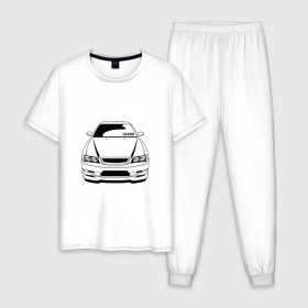 Мужская пижама хлопок с принтом Toyota Chaser в Новосибирске, 100% хлопок | брюки и футболка прямого кроя, без карманов, на брюках мягкая резинка на поясе и по низу штанин
 | Тематика изображения на принте: chaser | jdm | tourer v | toyota