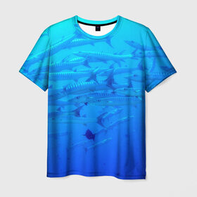Мужская футболка 3D с принтом Морская фауна в Новосибирске, 100% полиэфир | прямой крой, круглый вырез горловины, длина до линии бедер | Тематика изображения на принте: fish | fishes | pisces | море | морские обитатели | морской | океан | рыбы
