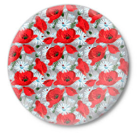Значок с принтом Маки в Новосибирске,  металл | круглая форма, металлическая застежка в виде булавки | Тематика изображения на принте: маки | цветы