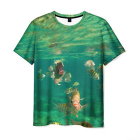 Мужская футболка 3D с принтом abyssal fishes в Новосибирске, 100% полиэфир | прямой крой, круглый вырез горловины, длина до линии бедер | Тематика изображения на принте: fish | fishes | pisces | море | морские обитатели | морской | океан | рыбы